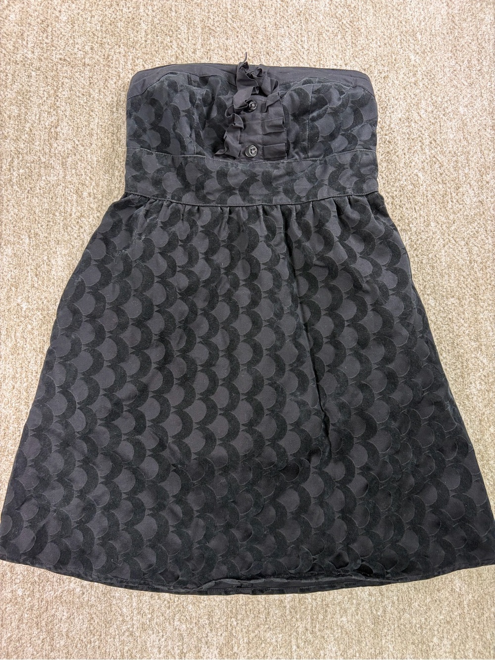 GO International Target Y2K Black Velvet Moon Strapless Dress Sz 1